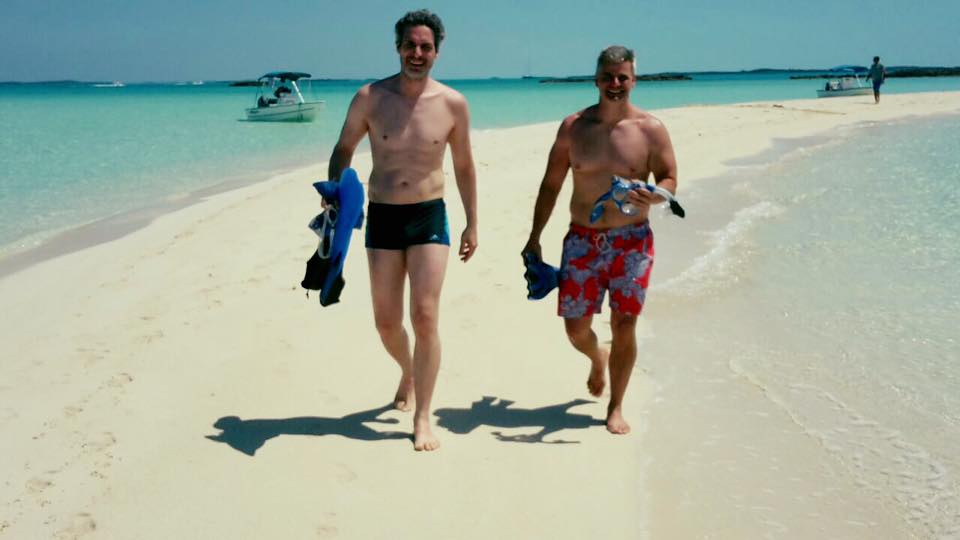 friends on sand bar